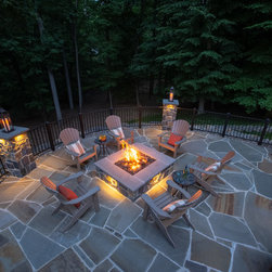 Aluminum Fence with Natural Stone Pillars - Home Fencing And Gates