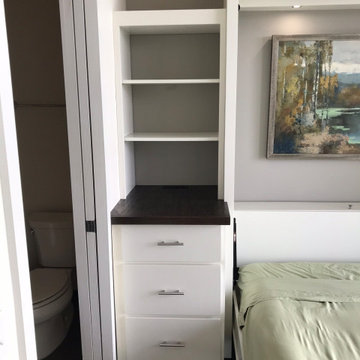 Custom Built Vertical Queen Murphy Bed with Fold-Down Desk & Two Tone Finish
