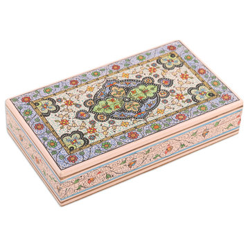 Novica Handmade Splendid Blue Papier Mache Decorative Box