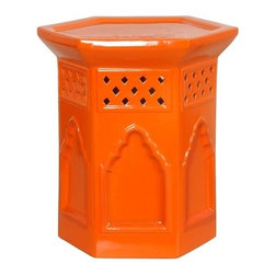 Paprika Moroccan Hex Garden Stool - Accent And Garden Stools