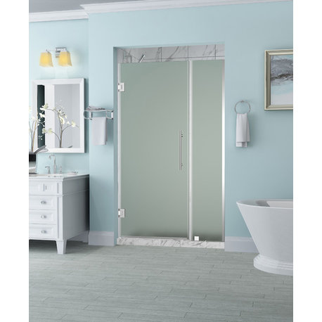 Belmore 46.25"-47.25"x72" Frameless Hinged Shower Door With Frosted Glass