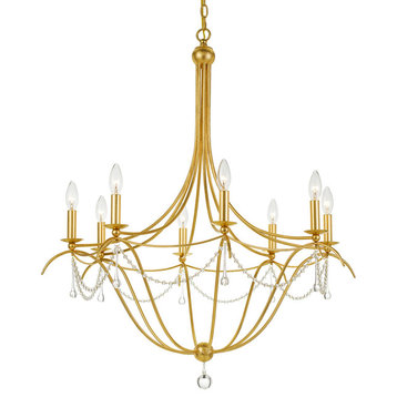 Crystorama Metro 8-Light Crystal Beads Antique Gold Chandelier