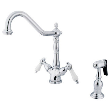 Kingston Brass KS123.PLBS Heritage 1.8 GPM 1 Hole Kitchen Faucet - Polished