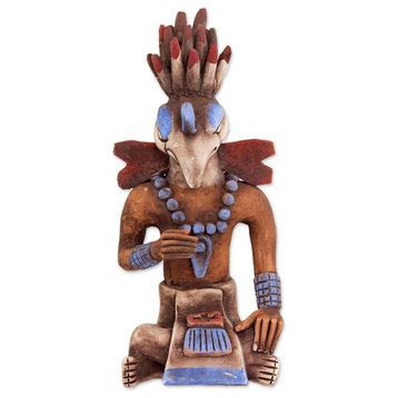 Maya Birdman From Palenque Ceramic Sculpture