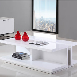 DJ Coffee Table in White High-Gloss & Stainless Steel - Coffee Tables