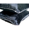 Black European Pillow Sham 24x24 Velvet Solid Color Contemporary, Black Shimmer