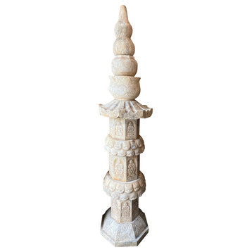 Chinese Marble Stone Carved Stack Pagoda Buddha Tower Statue Hcs7650