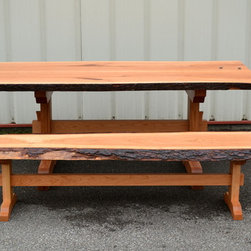 Live Edge Cherry Dining Table and Bench - Dining Sets