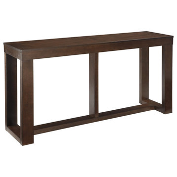 Benzara BM210852 Rectangular Wooden Sofa Table with Sled Base, Espresso Brown