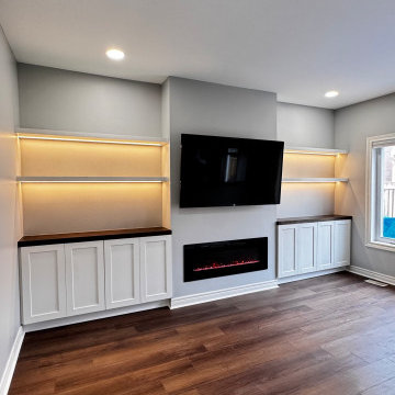 Contemporary Media Wall with LED Shelves