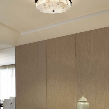 Alabaster Rocks!™ Era 14" Round Flush-Mount - Dark Bronze - Incandescent