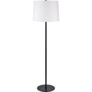 Nevin Iron Matte Black Floor Lamp With Off-White Cotton Shade