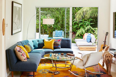 Beach style living room photo in Santa Barbara