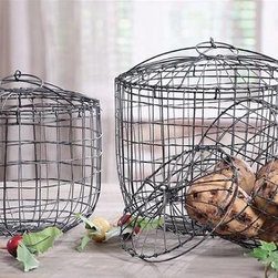 Round Wire Baskets with lids, set of 3 - Baskets
