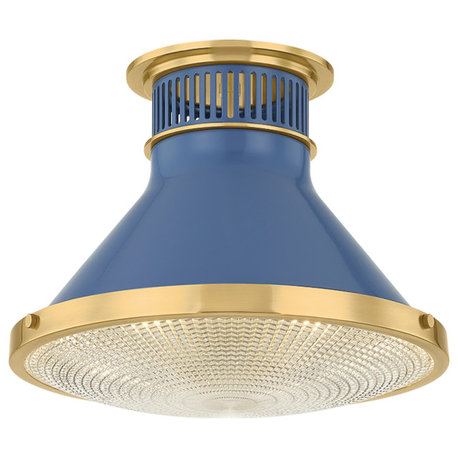 Hudson Valley Lighting Highclere Flush Mount By Mark D. Sikes Soft French Blue