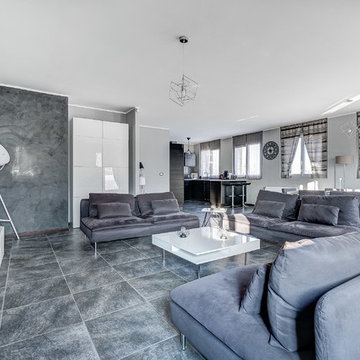 Aménagement d'un appartement / Vue sur salon et cuisine