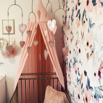 Floral mural for whimsical nursery
