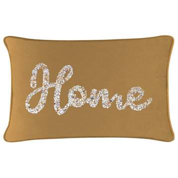 Sparkles Home Shell Home Pillow - 14x20" - Gold Velvet