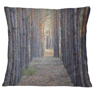 Slender Pine Tree Forest Photography Modern Forest Throw Pillow, 18"x18"
