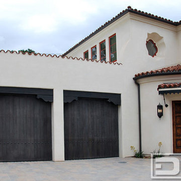 Rustic Wooden Garage Doors for a Santa Barbara, CA Spanish Colonial Home