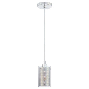 Grid 1 Light Mini Pendant in Chrome with Clear Glass glass