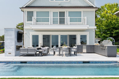 Home design - huge transitional home design idea in New York