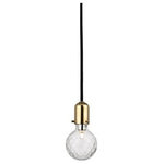 Hudson Valley Lighting - Marlow, 1 Light, Pendant, Aged Brass Finish, Clear Glass - Fabric-wrapped cords and hand cut, latticed glass are Marlow's most distinguished features. This unique glass enchants like the first snowfall of winter. As a wall sconce, it hangs with a half-vaulted suspension, calling to mind the architecture of a bridge. Ceiling-mounted, each glass sphere dangles, worthy of contemplation, alone or in a cluster.