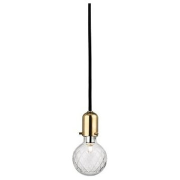 Marlow, 1 Light, Pendant, Aged Brass Finish, Clear Glass