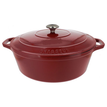 Chasseur 7.25-Quart Red French Enameled Cast Iron Oval Dutch Oven