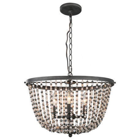 LNC 4-Light Transitional Beaded Chandelier Lighting