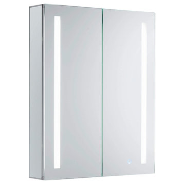Bathroom Medicine Cabinet, Aluminum, Recessed/Surface Mount, With LED, 24"x30"