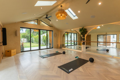 Example of a large trendy home gym design in Los Angeles