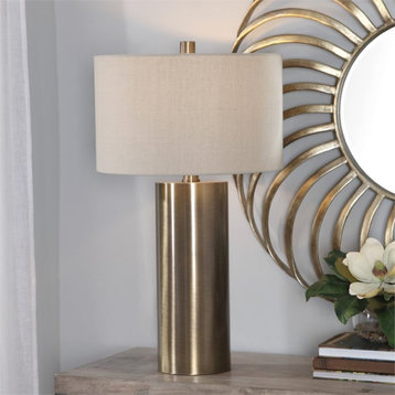 Uttermost Taria Contemporary Steel Table Lamp in Brushed Brass