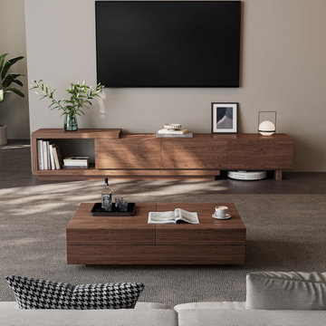 Extendable Walnut TV Stand for 65-100" TVs | Modern Entertainment Console