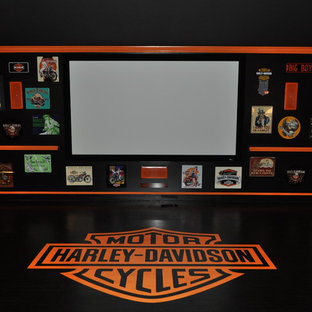 Inspiration for a contemporary home theater remodel in Wilmington