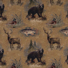 Cabin In The Wilderness Woven Decorative Novelty Upholstery Fabric By The  Yard