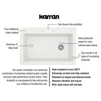 Karran Drop-In Quartz 33" 1-Hole Single Bowl Kitchen Sink, White