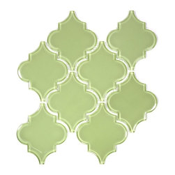 Arabesque Glass Tile  Water Jet Series - Light Olive - Tile