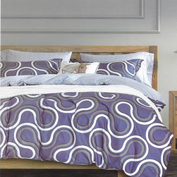 The Linen Center - Blue Swirls Twin Size 4 Piece Linen Set With Fitted Sheet - Duvet Covers And Duvet Sets
