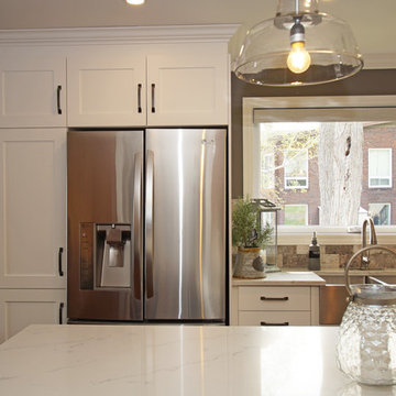 Two- Toned Kitchen, Grey and White is so Very Nice!