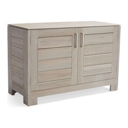 St. Kitts Outdoor Kitchen in Weathered Teak - Cabinet with Two Drawers - Patio Furniture And Outdoor Furniture
