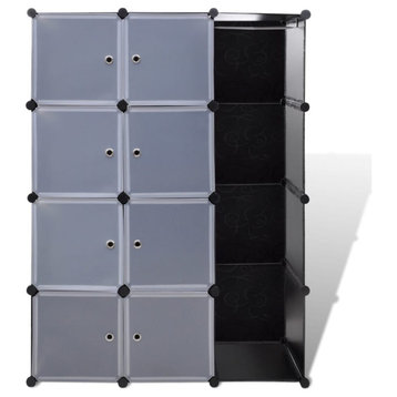 vidaXL Modular Cabinet with 9 Compartments Storage Organizer Black and White