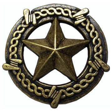 Star With Barbed Wire Knob, Brass