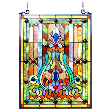 Chloe-Lighting Tiffany-Glass Victorian Window Panel