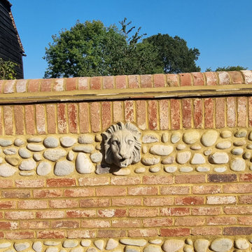 Brick & cobble garden wall