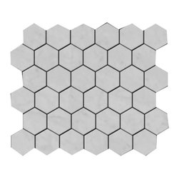 Statuary Crystal Marble Italian White Statuario 2" Hexagon Mosaic Tile Polished - Home Accessories & Decor
