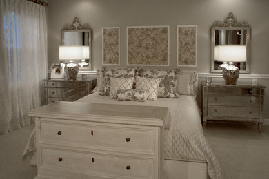 Example of a transitional bedroom design in Miami