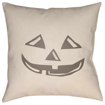 Boo by Surya Jack Lantern Poly Fill Pillow, Beige, 18' x 18'