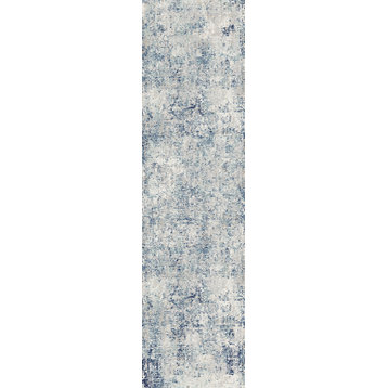 Dynamic Rugs Mood 8451 Organic / Abstract Rug, Ivory/Blue, 2'0"x7'5" Runner