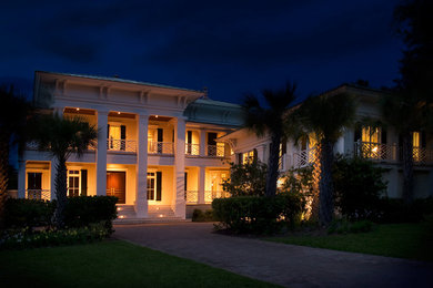 Example of a large classic white two-story exterior home design in Atlanta